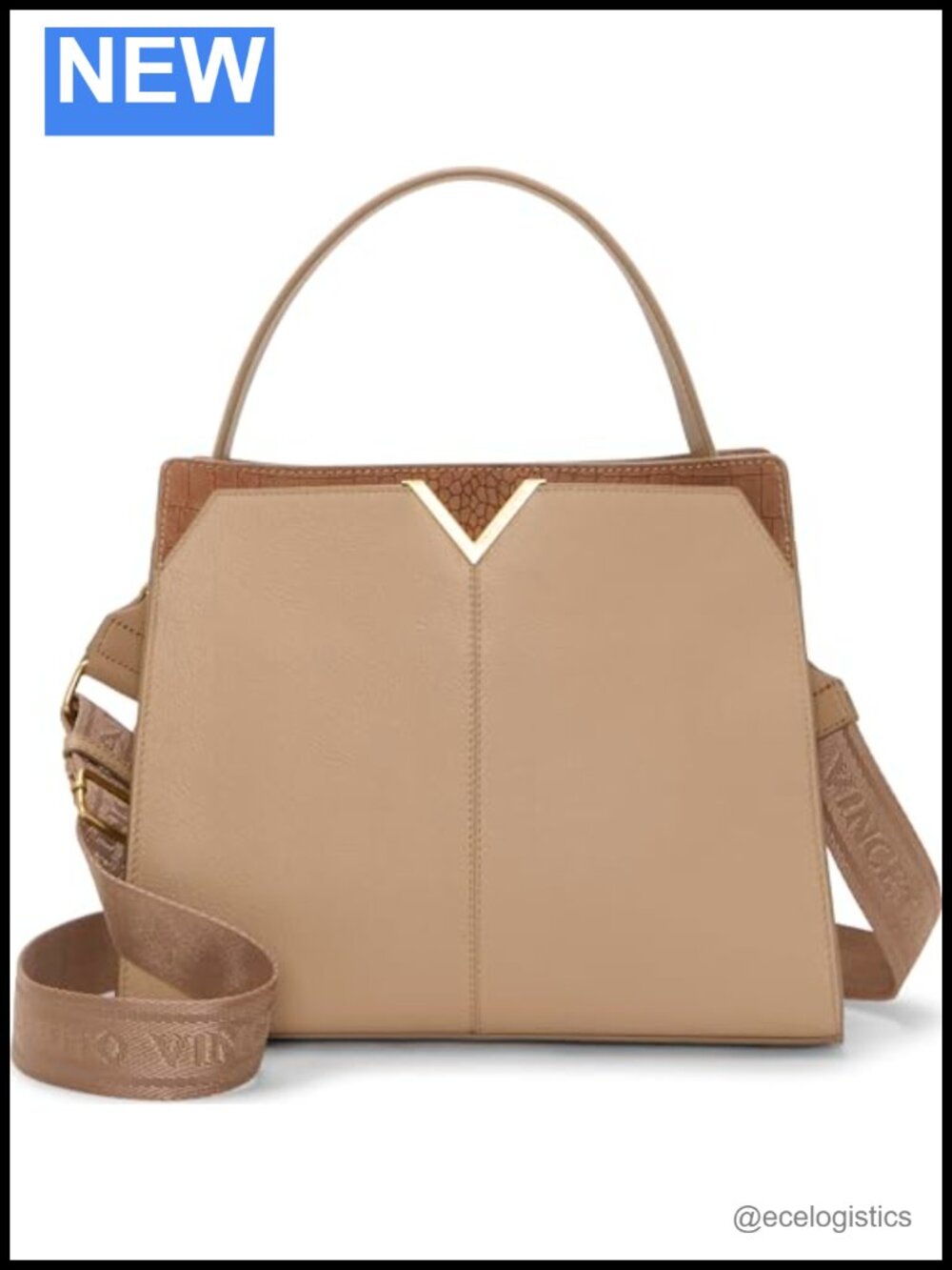 Vince Camuto Tasha Leather Satchel Shoulder Bag Magnetic Closure